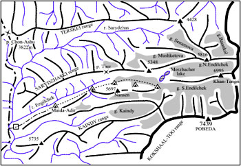To the upper reaches of Inylchek glacier (14 or 15 days)